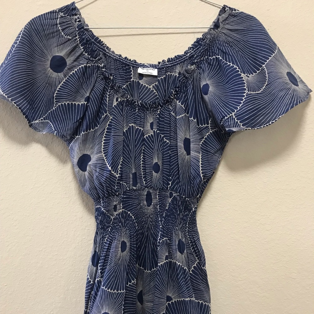 White and Blue Anthropologie Blouse